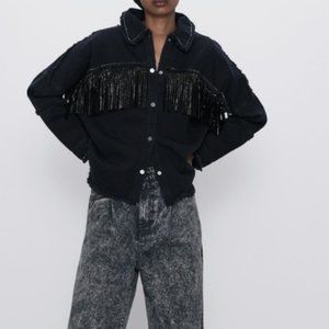 Zara Fringe shirt jacket